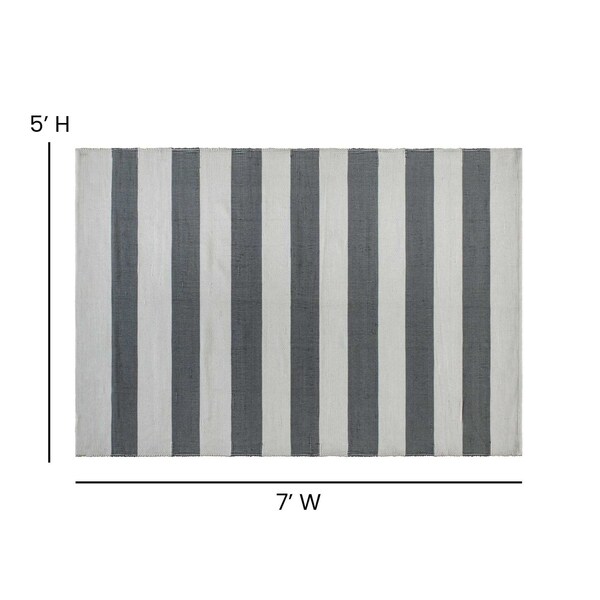 Flash Furniture 5x7 Indoor-Outdoor Grey/White Cabana Area Rug - CI-20-9409-57-GR-WH-GG