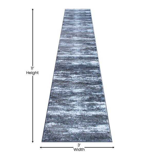 Flash Furniture 2' x 11' Gray Distressed Olefin Area Rug - OKR-RG1102-211-GY-GG