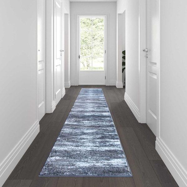 Flash Furniture 2' x 11' Gray Distressed Olefin Area Rug - OKR-RG1102-211-GY-GG