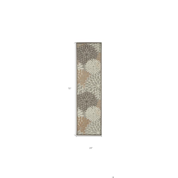Homeroots 2 x 6 ft. Natural & Gray Indoor & Outdoor Runner Rug - 384649