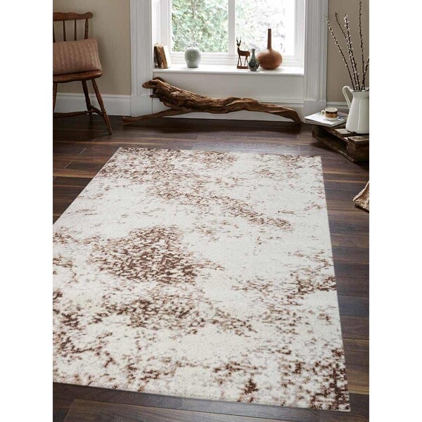 Jensendistributionservices 3 ft. 4 in. x 5 ft. Machine Woven Heatset Polypropylene Contemporary Rectangle Area Rug, Cream - MI1559032