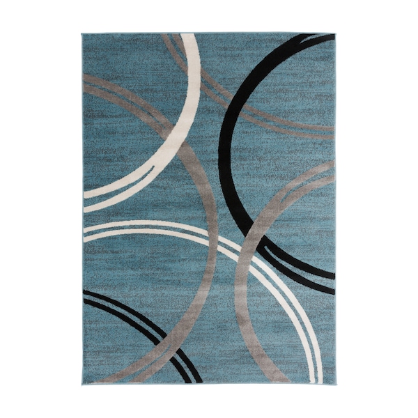 World Rug Gallery Modern Wavy Circles Design 5'3'' x 7'3'' Blue - 377BLUE5X7