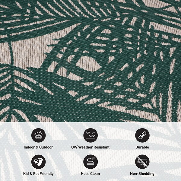 World Rug Gallery Contemporary Palm Leaf Textured Flat Weave Indoor/Outdoor Area Rug 2' x 3' Green - 118GREEN2X3