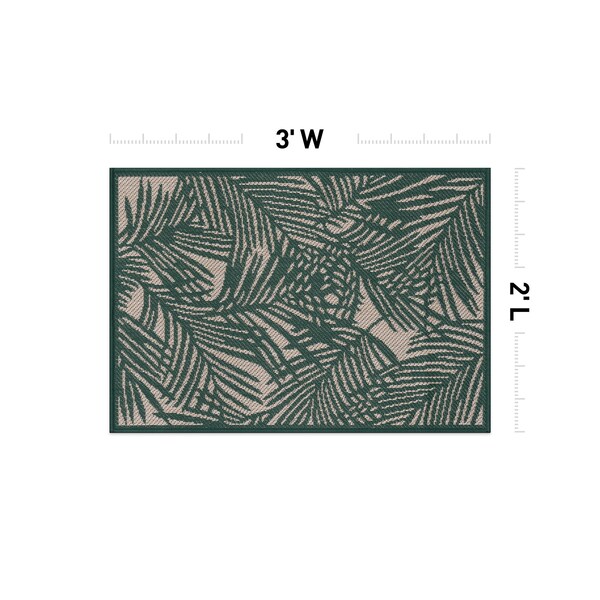 World Rug Gallery Contemporary Palm Leaf Textured Flat Weave Indoor/Outdoor Area Rug 2' x 3' Green - 118GREEN2X3
