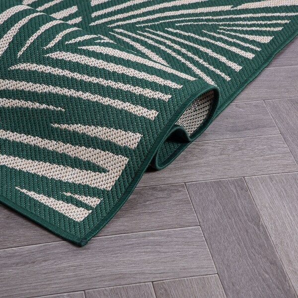 World Rug Gallery Contemporary Palm Leaf Textured Flat Weave Indoor/Outdoor Area Rug 2' x 3' Green - 118GREEN2X3