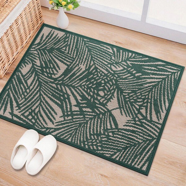 World Rug Gallery Contemporary Palm Leaf Textured Flat Weave Indoor/Outdoor Area Rug 2' x 3' Green - 118GREEN2X3