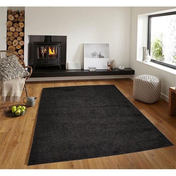 Terreno 5 x 7 ft. Discount World Shaggy Collection Black Area Rug - TE2586228