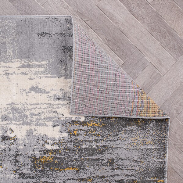 World Rug Gallery Bari Contemporary Abstract Art Runner Rug 2'x7' Yellow - 4055YELLOW2X7