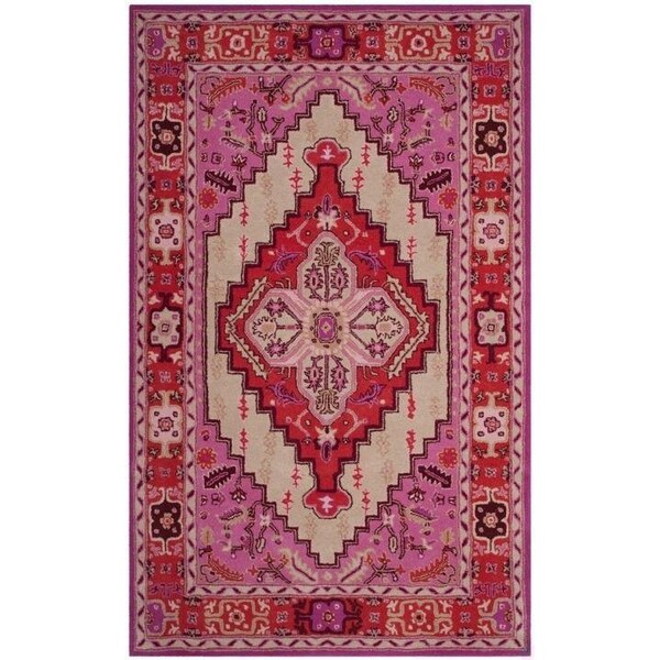 Safavieh 2 x 3 ft. Bellagio Hand Tufted Rug, Accent - Red Pink and Ivory - BLG545A-2