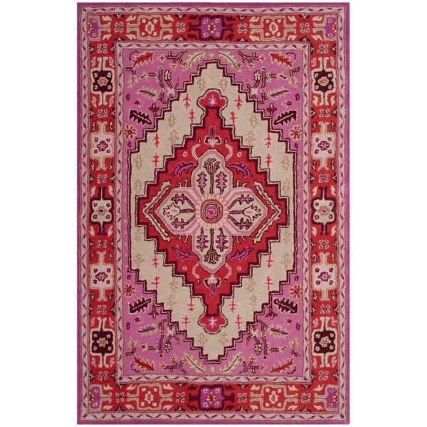 Safavieh 2 x 3 ft. Bellagio Hand Tufted Rug, Accent - Red Pink and Ivory - BLG545A-2