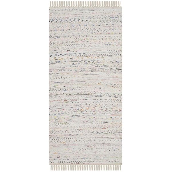 Safavieh Rag Rug Hand Woven Runner Rug- White - Multi- 2 ft. 3 in. x 6 ft. - RAR121G-26