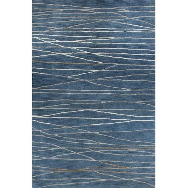 Bashian Bashian R129-AZ-8X10-HG238 Bashian Greenwich Collection Abstract Contemporary Wool & Viscose Hand Tufted Area Rug; Azure - 7 ft. 9 in. x 9 ft. 9 in. - R129-AZ-8X10-HG238
