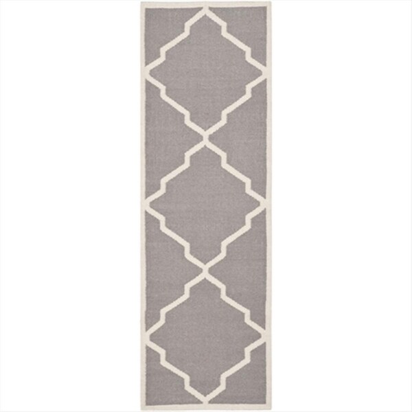 Safavieh 2 Ft. -6 In. X 10 Ft. Runner Contemporary Dhurries- Grey And Ivory- Flatweave Rug - DHU567A-210