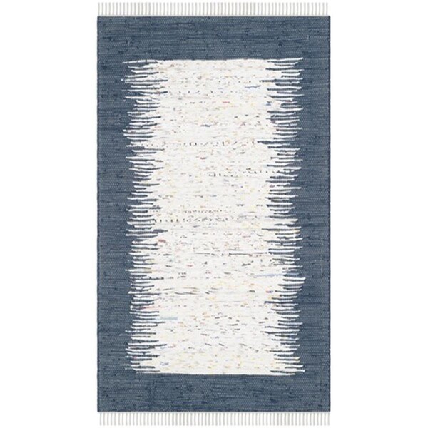 Safavieh Montauk Hand Woven Small Rectangle Rug- Ivory - Navy- 4 x 6 ft. - MTK711L-4