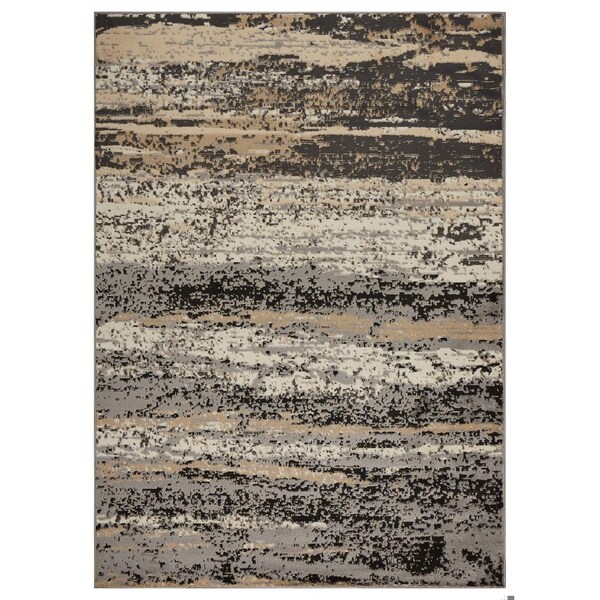 Homeroots 5 x 7 ft. Beige & Black Abstract Desert Area Rug - 395776