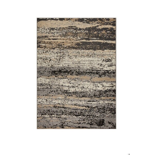 Homeroots 5 x 7 ft. Beige & Black Abstract Desert Area Rug - 395776