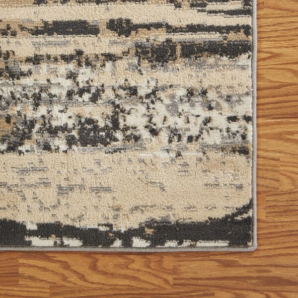 Homeroots 5 x 7 ft. Beige & Black Abstract Desert Area Rug - 395776