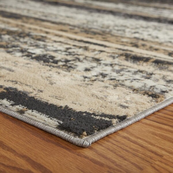 Homeroots 5 x 7 ft. Beige & Black Abstract Desert Area Rug - 395776