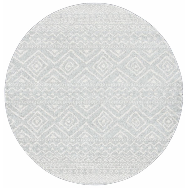 Safavieh 9 x 9 ft. Tulum Power Loomed Round Area Rug; Light Grey & Ivory - TUL267F-9R