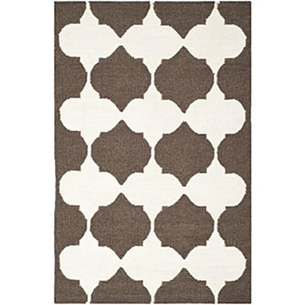 Safavieh 4 x 6 ft. Small Rectangle Contemporary Dhurries- Brown and Ivory- Flatweave Rug - DHU624C-4