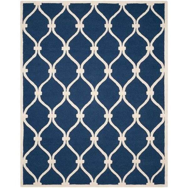 Safavieh Cambridge Hand Tufted Rectangle Rug- Navy - Ivory- 2 ft. 6 in. x 4 ft. - CAM710M-24