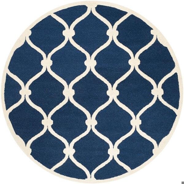 Safavieh Cambridge Hand Tufted Rectangle Rug- Navy - Ivory- 2 ft. 6 in. x 4 ft. - CAM710M-24