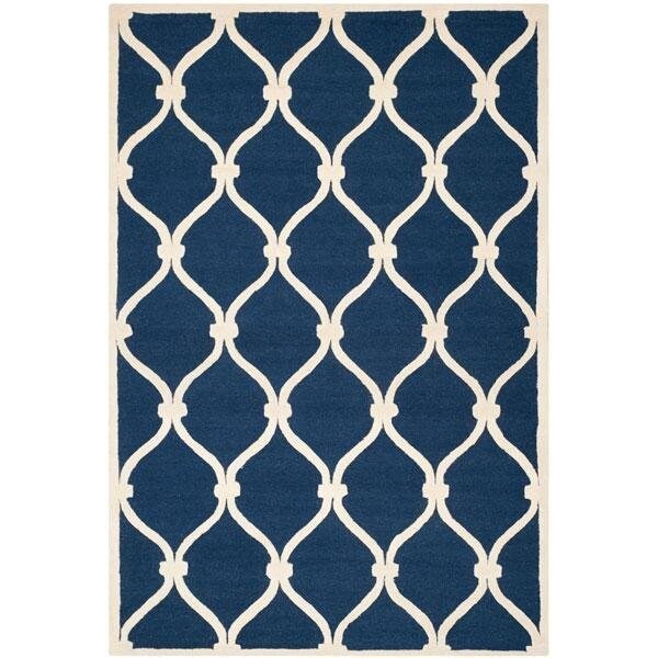 Safavieh Cambridge Hand Tufted Rectangle Rug- Navy - Ivory- 2 ft. 6 in. x 4 ft. - CAM710M-24