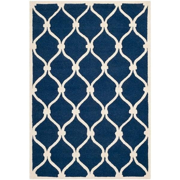 Safavieh Cambridge Hand Tufted Rectangle RugNavy & Ivory 6 x 9 ft. - CAM710M-6