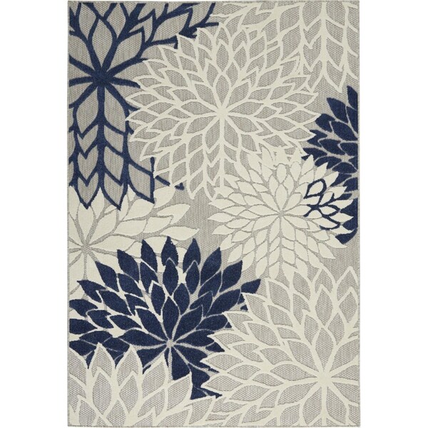 Homeroots 4 x 6 ft. Ivory & Navy Indoor & Outdoor Area Rug - 384831