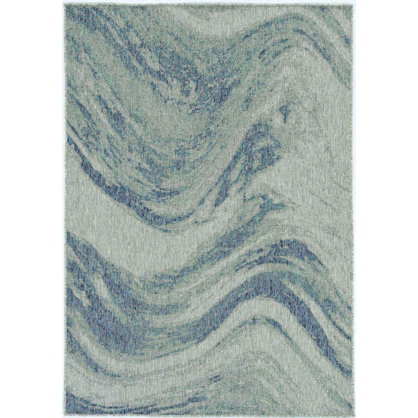 Homeroots 39 x 59 in. Grey or Teal Polypropylene Rug - 375238
