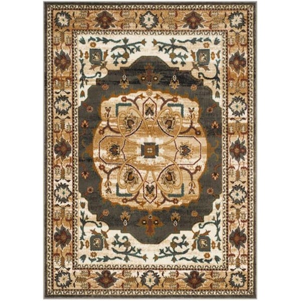 Flowers First 5 ft. 1 in. x 7 ft. 6 in. Summit Power Loomed Area Rug, Grey & Ivory - Medium Rectangle - FL2149543