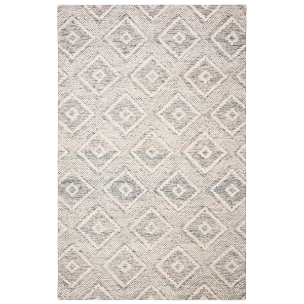 Safavieh 8 x 10 ft. Abstract 100 Percent Wool Pile Rectangle RugIvory & Denim - ABT347L-8