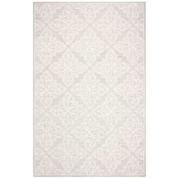 Safavieh 8 x 10 ft. Micro-Loop Hand Tufted Rectangle Area Rug, Silver & Ivory - MLP515G-8