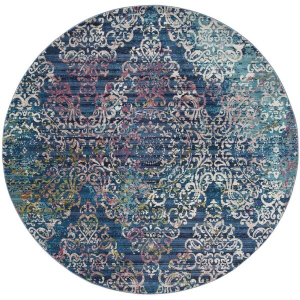 Safavieh Aria Power Loom Woven Round Rugs; Blue & Multi Color - 6 ft.-5 in. x 6 ft.-5 in. - ARA128B-6R