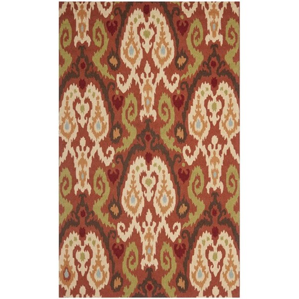 Safavieh 7 ft.-9 in. x 9 ft.-9 in. Chelsea Hand Hooked Large Rectangle Area Rug, Rust & Multi-Color - HK382B-8