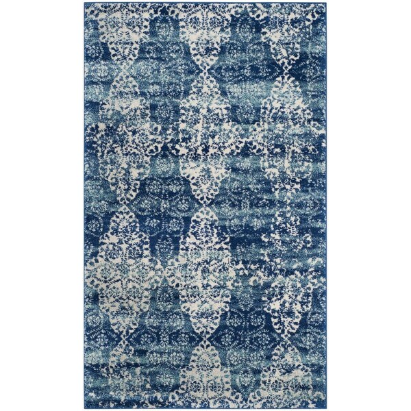 Safavieh Evoke Power Loomed Rectangle Area Rug, Royal and Ivory - 4 x 6 ft. - EVK266F-4