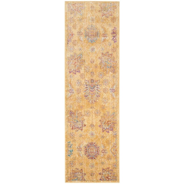 Safavieh Sevilla Power Loomed Rectangle Area Rug Gold & Multi Color- 2 ft.-2 in. x 7 ft. - SEVB814E-27