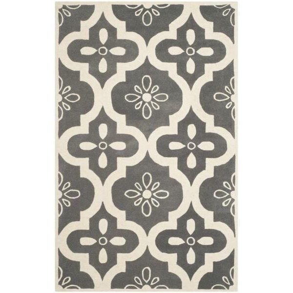 Safavieh 5 Ft. x 5 Ft. Round- Contemporary Chatham Dark Grey And Ivory Hand Tufted Rug - CHT751D-5R