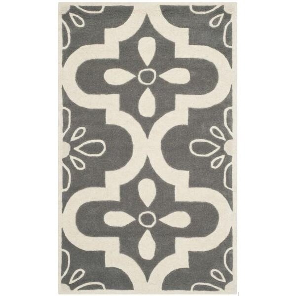 Safavieh 5 Ft. x 5 Ft. Round- Contemporary Chatham Dark Grey And Ivory Hand Tufted Rug - CHT751D-5R