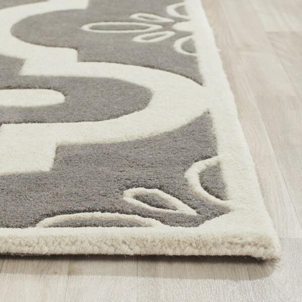 Safavieh 5 Ft. x 5 Ft. Round- Contemporary Chatham Dark Grey And Ivory Hand Tufted Rug - CHT751D-5R