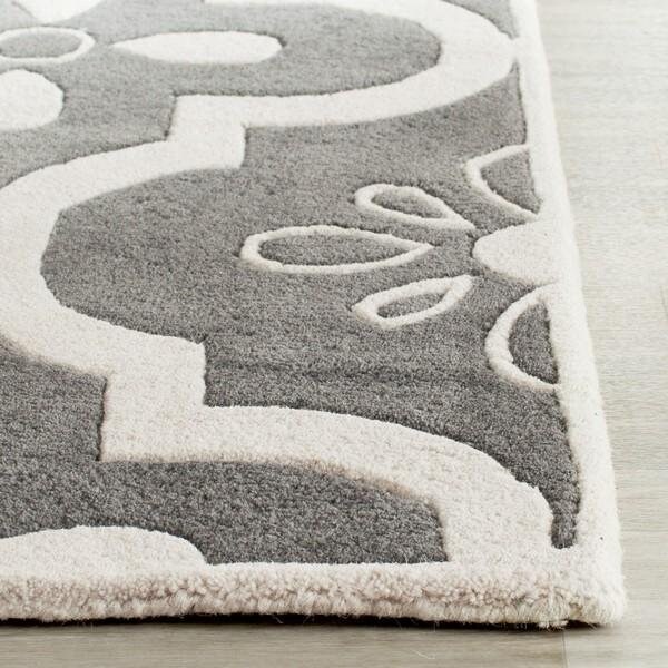 Safavieh 5 Ft. x 5 Ft. Round- Contemporary Chatham Dark Grey And Ivory Hand Tufted Rug - CHT751D-5R