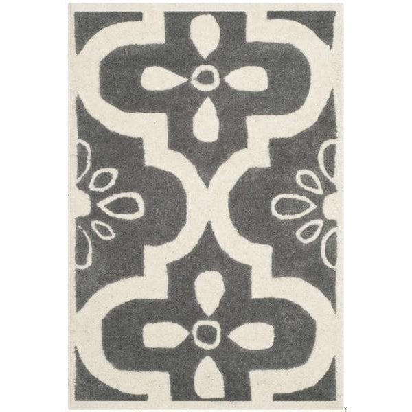 Safavieh 5 Ft. x 5 Ft. Round- Contemporary Chatham Dark Grey And Ivory Hand Tufted Rug - CHT751D-5R