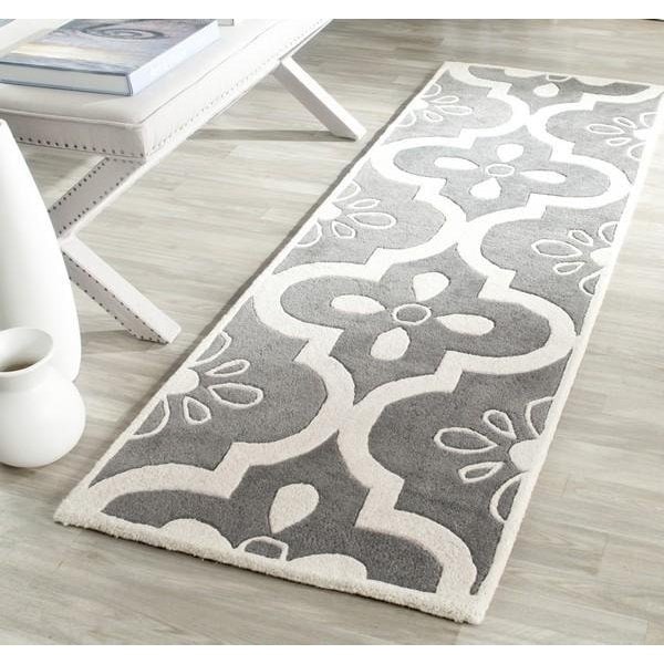 Safavieh 5 Ft. x 5 Ft. Round- Contemporary Chatham Dark Grey And Ivory Hand Tufted Rug - CHT751D-5R