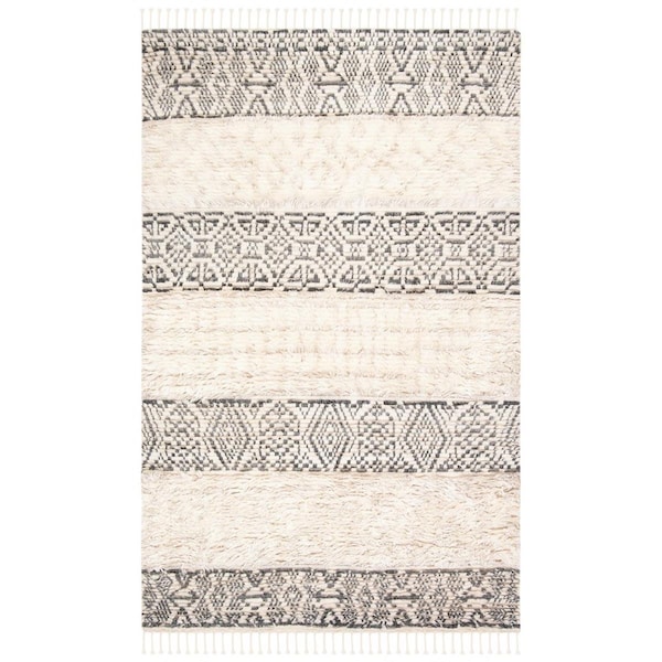 Safavieh 8 x 10 ft. Manhattan Rectanglar Rug Ivory & Grey - MAN467F-8