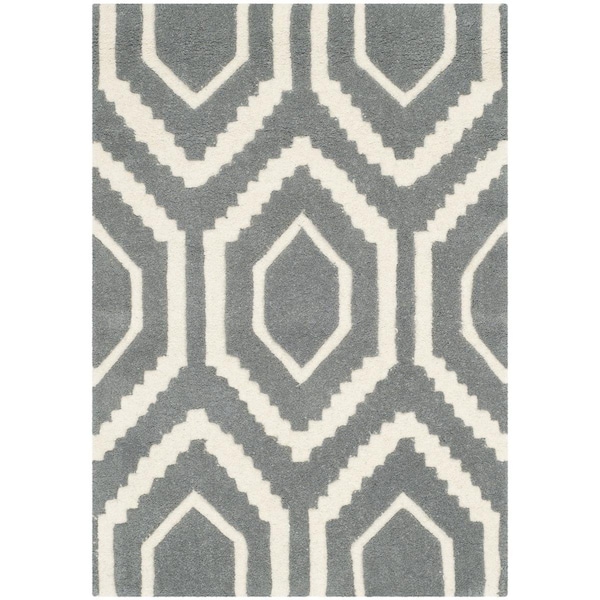 Safavieh Chatham Hand Tufted Accent Rug, Dark Grey and Ivory - 2 x 3 ft. - CHT731D-2