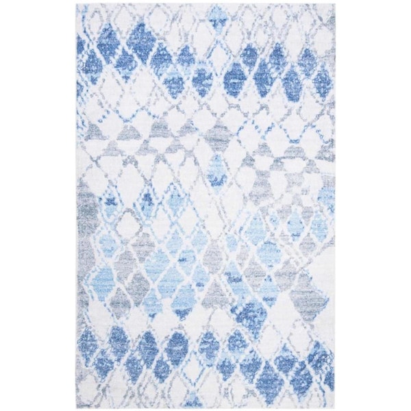 Safavieh 4 x 6 ft. Saffron Rectangle Power Loomed Area RugIvory & Blue - SFN548A-4