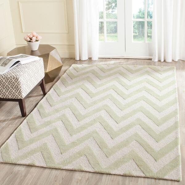 Safavieh Cambridge Hand Tufted Runner Rug- Light Green - Ivory- 2 ft. 6 in. x 4 ft. - CAM139B-24