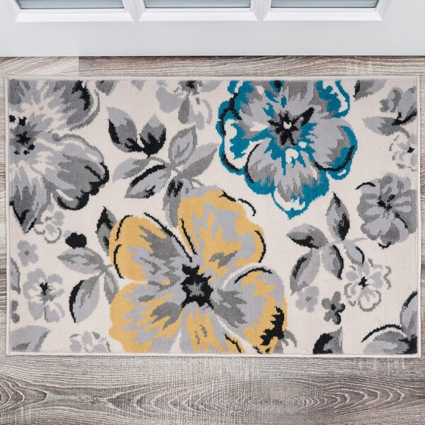 World Rug Gallery Modern Floral Area Rug 10' x 14' Blue Area Rug - 9098BLUE10X14
