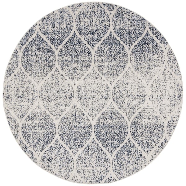 Safavieh 6 ft. 7 in. x 6 ft. 7 in. Madison Round Power-Loomed Rug Cream & Royal Blue - MAD604A-7R