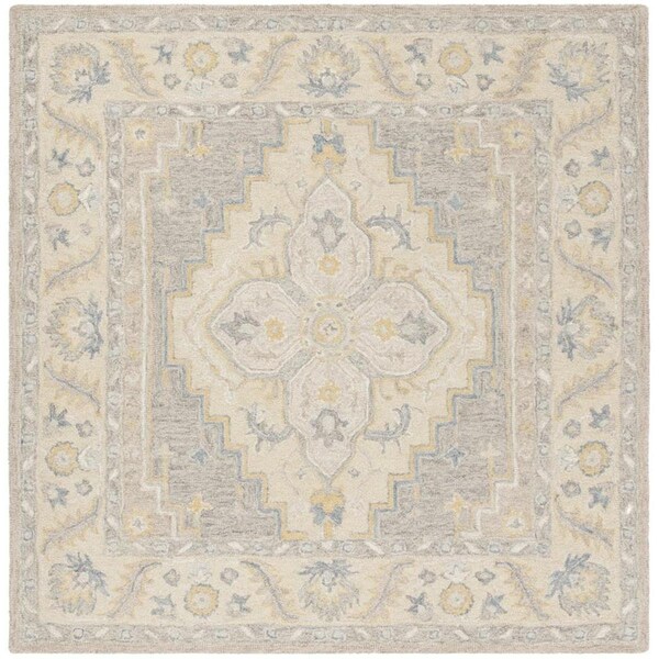Safavieh Micro-Loop 600 Hand Tufted Square Area RugBeige & Grey 5 x 5 ft. - MLP602B-5SQ